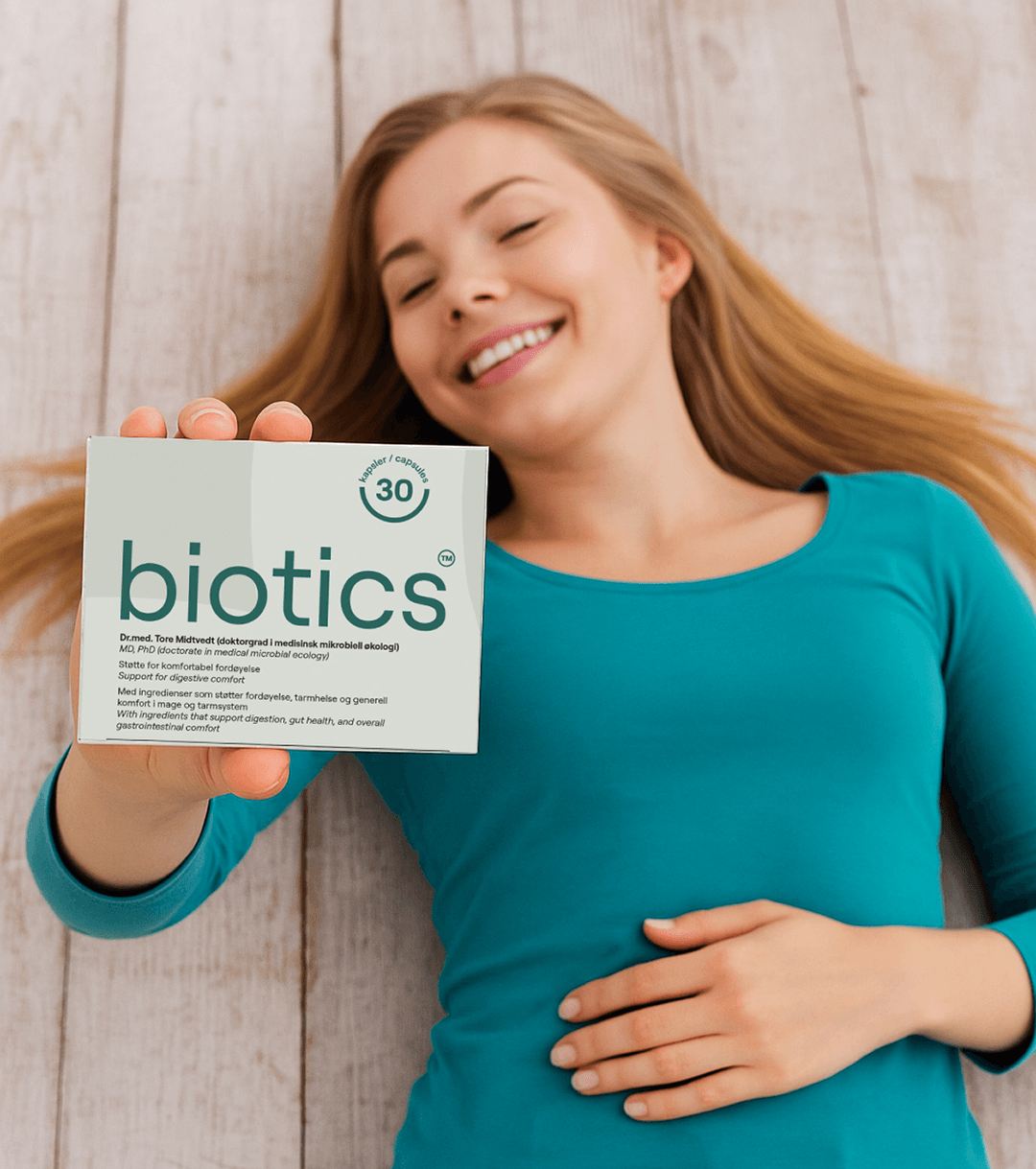 Femme avec le produit Biotics
